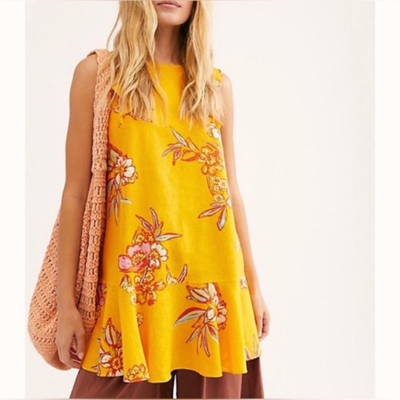 Free People Summer In Tulum Floral Printed Tunic Top Size Large - Picture 3 of 12
